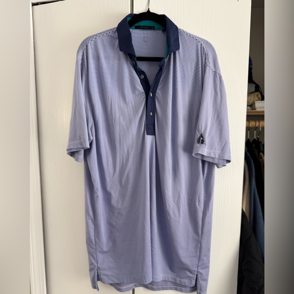Greyson Men's Polo Shirt - Light Blue and Navy